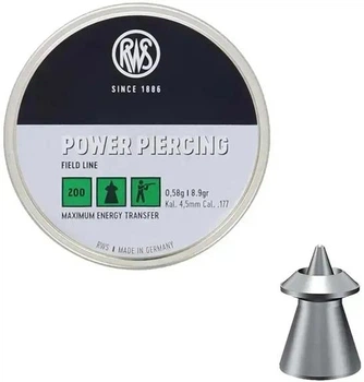 Пульки RWS PowerPiercing 0,58 гр.200 шт кал.4,5 мм