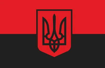 Прапор Герб червоно-чорний 80*120 см, прапорна сітка, преміум друк