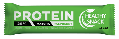 Батончик протеїновий HEALTHY SNACK (25%) для спортивного харчування з малиною та чаєм матча, глазурований 15 шт. 600 г.