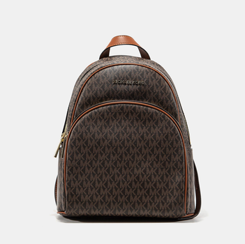 Рюкзак жіночий Michael Kors MK Signature Backpack з логотипом коричневий 31×22×12 см (LUX1009)