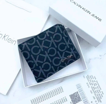Чоловічий гаманець CALVIN KLEIN компактний із відділенням для документів сірий 11,5×9,5 см (LUX1045)