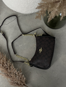 Жіноча сумка Coach екошкіра 1 відділення з QR-біркою коричнева 24×15×7 см (LUX1057)