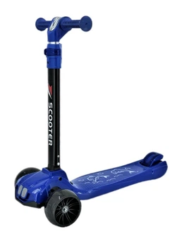 Самокат детский Scooter с подсветкой и музыкой синий