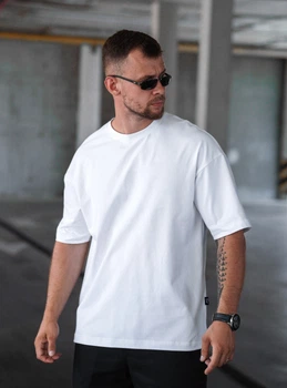 Мужская футболка оверсайз из хлопка Teamv однотонные футболки Oversize Белая XL