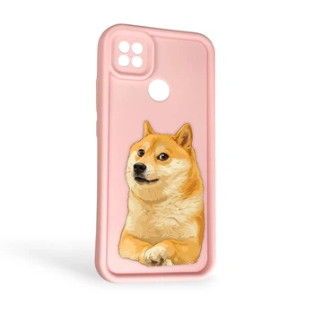 Чохол силіконовий оригінальний Soft Touch з 3D принтом мему сібу для Xiaomi Redmi 9C рожевий (Повний захист камери)