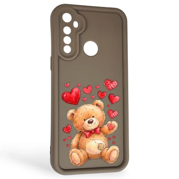 Чехол силиконовый Soft Touch с 3D принтом милый мишка для Realme C3 коричневый (Полная защита камеры)