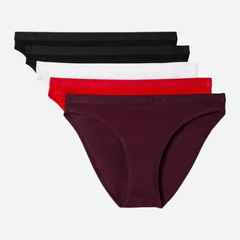 Набор трусиков бикини женских хлопковых Calvin Klein QD5360-31Y XS 5 шт Черный/Белый/Красный/Бордовый (014056435372)