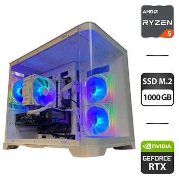 Сборка под заказ: игровой ПК GameMax Hype-M White Tower / AMD Ryzen 5 7500F (6 (12) ядер по 3.7 - 5.0 GHz) / 32 GB DDR5 / 1000 GB SSD M.2 / nVidia GeForce RTX 5060, 8 GB GDDR7, 128-bit / 650W