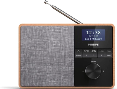 Радио портативное Philips TAR5505/10 коричневый серый Bluetooth DAB FM цифровое с деревянным корпусом динамиком 3 дюйма и таймером