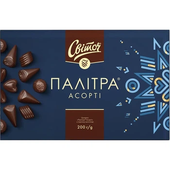 Цукерки Світоч Палітра Асорті в чорному шоколаді 200 г