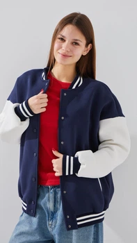 Кофта-бомбер однотонная женская LAWA P-WT02310 XS Темно-синий shop (2000999385315)