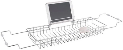 Półka na wannę Present Time Caddy metalowa 18 x 20 x 61 cm Srebrna (8714302668005)