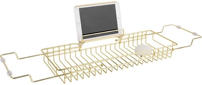 Półka na wannę Present Time Caddy metalowa 18 x 20 x 61 cm Złota (8714302668029)
