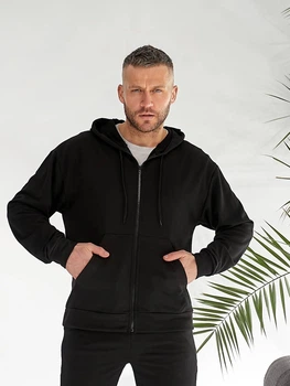 Чоловіче спортивне худі на блискавці Uaclothes 50-52 Чорний (like36659-170851358)