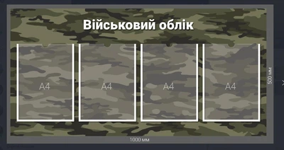Стенд "ВІЙСЬКОВИЙ ОБЛІК" з кишенями