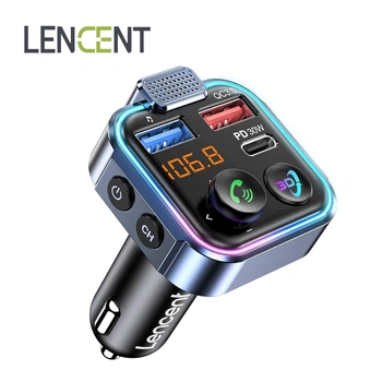 Автомобильный адаптер LENCENT BT23R Bluetooth 5.3 FM-передатчик трансмиттер PD QC3.0 быстрая зарядка 30 Вт