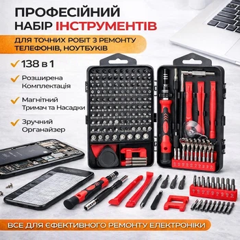 Професійний набір, прецизійних магнітних викруток 138 в 1 Sharden для точних робіт з ремонту Телефонів, Ноутбуків (KC-840115-138)