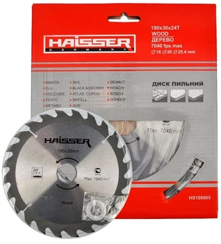 Пиляльний диск по дереву Haisser 190х30 мм, 24 зуби - 1 шт (дск004))