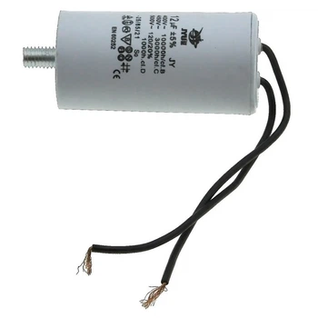 Конденсатор CBB-60L (12 мкФ, 450 VAC, 35×68 мм, болт+провода) (кон156))
