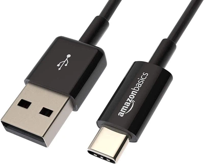 Кабель AmazonBasics USB Type-C to USB-A 2.0 0,9 м чёрный для зарядки и передачи данных - Уценка