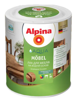 Лак универсальный акрилатный шелковисто-матовый Alpina Aqua Mobel Прозрачный, 2.5л