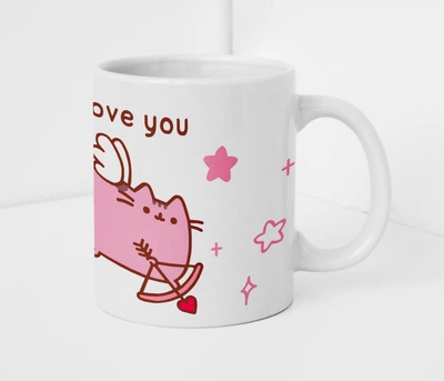 Чашка керамическая с печатью Кот Pusheen Пушин 330 мл (цвет белый)