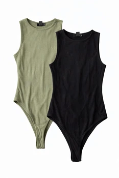 Комплект боді 2шт Missguided WXTJF21326 чорний-хакі 38