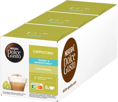 Упаковка напою кавового NESCAFE Dolce Gusto Cappuccino Skinny & Unsweetend 16 капсул 161.6 г х 3 шт (8445292252485)