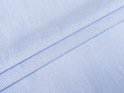 Ткань Коттон рубашка полоска 2 мм, голубой, пог. м. (к73, 2509093B, к1)