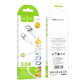 Кабель для зарядки і передачі даних USB Hoco X109 Silicone USB to Type C 3A 1 метр White