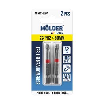 Набір біт Molder PH2x50мм 2шт (кольорове маркування)