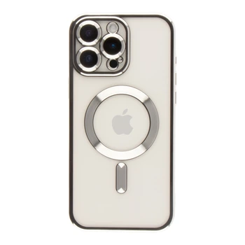 Чехол TPU Metallic Full Camera with Magsafe для iPhone 15 Pro Max Silver