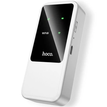 Мобильный роутер HOCO HI42, Wi-Fi 6, 2×2000 mAh, автономная работа до 8 часов, 2,4 ГГц, скорость загрузки до 150 Мбит/с, белый