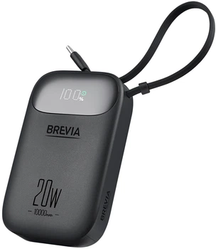 УМБ BREVIA ePower CompactMini 10000 mAh LCD + cable 20W Black (45420CMB)