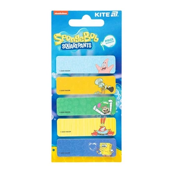 Закладки-стікер Kite Sponge Bob "Губка Боб" 50х15 мм 5х20 шт бумажные цветные (SB25-480)