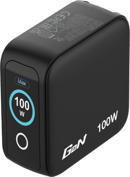 Мережевий зарядний пристрій Verbatim Mini GaN Charger 3-port 100W with Display Black (23942302391)