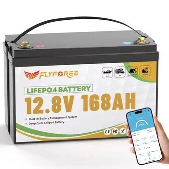 Аккумулятор LifePo4 168Ah 12V 2150Wh FLYFOREE с Bluetooth 5.0 для инвертора ИБП ( Литий железо фосфатный ) BMS батарея Kepworth (AKBFLS02)