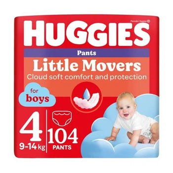Підгузки-трусики Huggies Little Movers Pants для хлопчиків, розмір 4 (9-14 кг), 104 шт