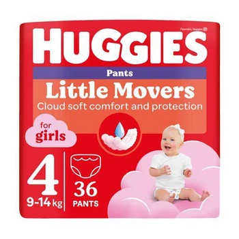 Підгузки-трусики Huggies Little Movers Pants для дівчаток, розмір 4 (9-14 кг), 36 шт