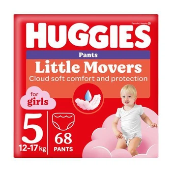Підгузки-трусики Huggies Little Movers Pants для дівчаток, розмір 5 (12-17 кг), 68 шт