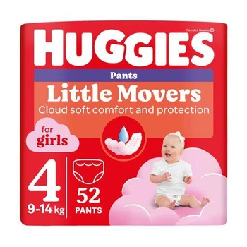 Підгузки-трусики Huggies Little Movers Pants для дівчаток, розмір 4 (9-14 кг), 52 шт