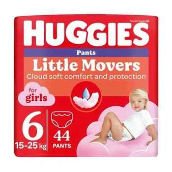 Підгузки-трусики Huggies Little Movers Pants для дівчаток, розмір 6 (15-25 кг), 44 шт