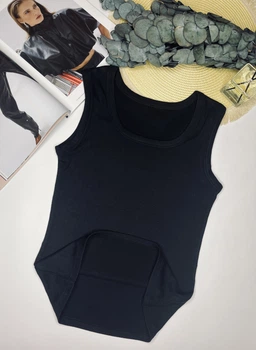 Жіноча майка термо на флісі в рубчик Lavolle L-XL (48-50) Чорний