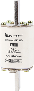 Запобіжник плавкий E.NEXT e.fuse.NT1.80, габарит 1, 80А i0760084