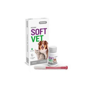 Фитокомплекс Provet SOFTVET антистрессовое действие и коррекция поведения для взрослых кошек и собак 20 мл