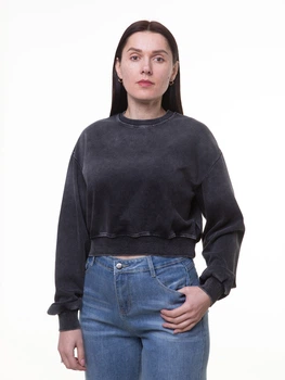 Стильный укороченный женский свитшот серый Oversize S-L