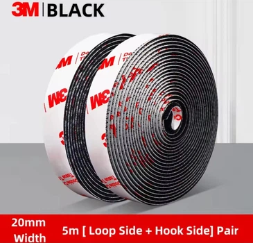 Стрічка Velcro 3M SJ3526 Hook Loop ширина 20 мм довжина 1 метр Black