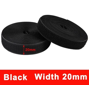 Стрічка липучка пришивна Velcro без клейової основи ширина 20 мм довжина 50 см Чорна