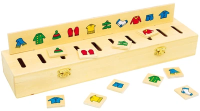 Zabawka edukacyjna Small Foot Drewniane pudełko do sortowania obrazków, 55 elementów (6494) (4020972064943)