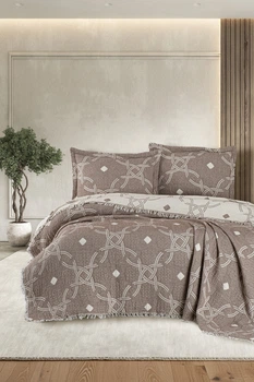Муслінове покривало First choice Blooming Montela Євро 240 х 260 см Муслін Коричневий